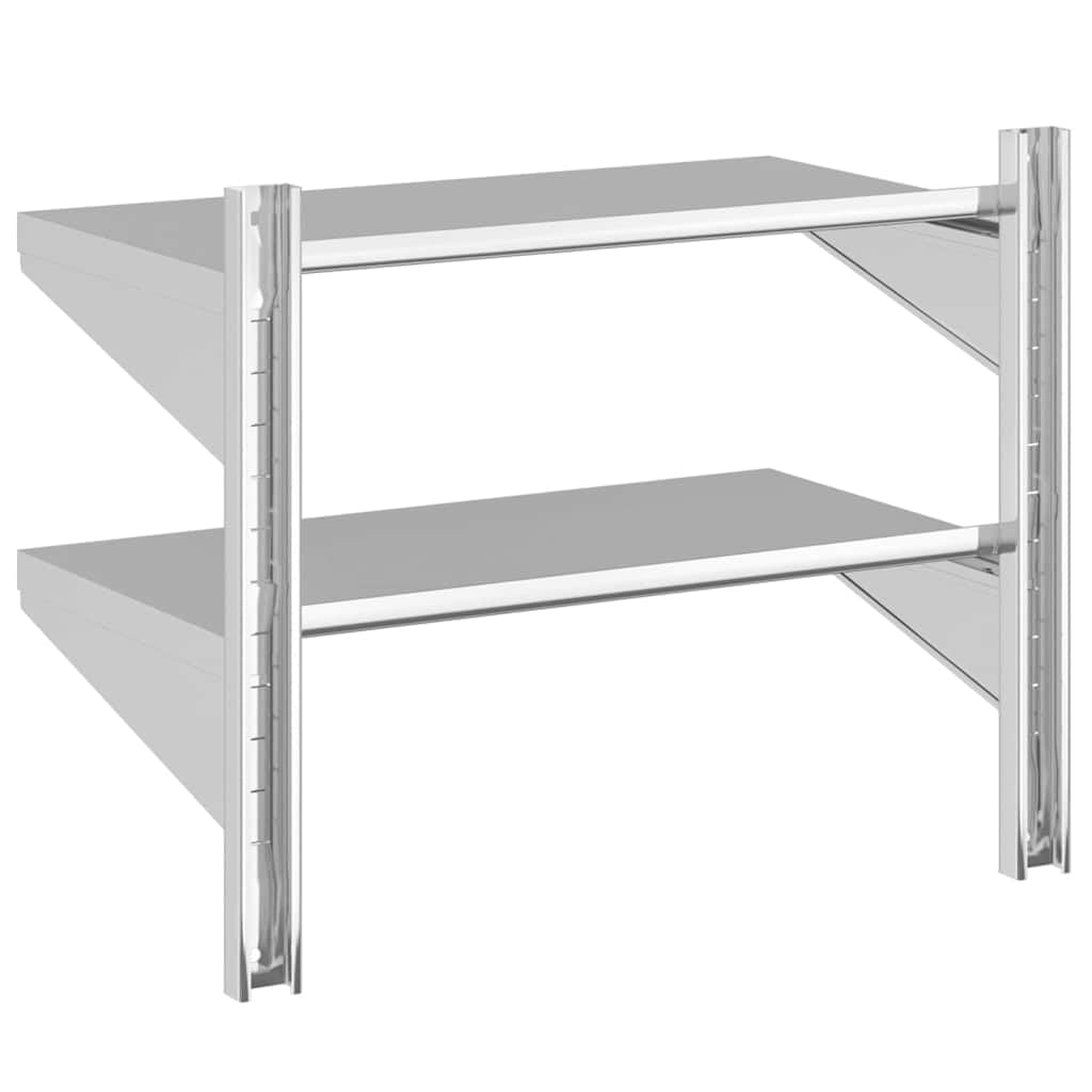 Estantería de pared de acero inoxidable, 2 estantes, 75 x 40 x 60 cm, para gastronomía, garaje y laboratorio, soporta hasta 50 kg, con accesorios de montaje