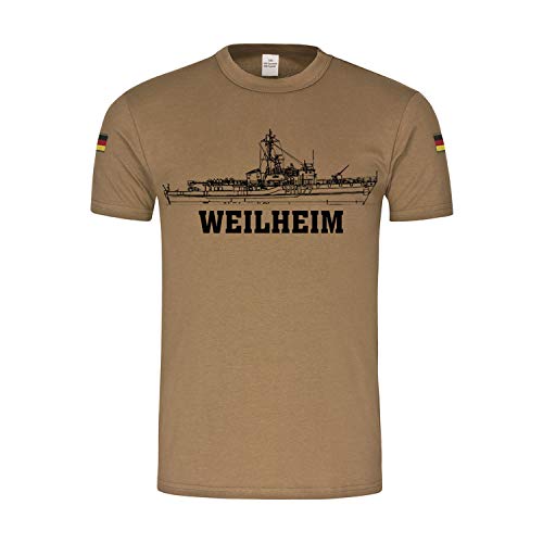 Camiseta naval Minenjagdboot Weilheim Lindau para entusiastas del mar y moda caqui M