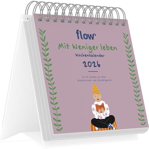 Flow - Mit weniger leben 2026 - Tischkalender 17x16 cm mit 53 Denkanstößen & Illustrationen, Achtsamkeitskalender für mehr Klarheit & Ordnung im ... Wochen zu mehr Lebensfreude und Leichtigkeit