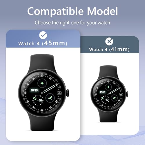 2Pack Watch Cases Compatible with 45mm Google Pixel Watch 4, Charge with Case On, HD Tempered Glass Screen Protector, Touch-Sensitive, Shockproof, Silver + Clear by Colorato - Image 7