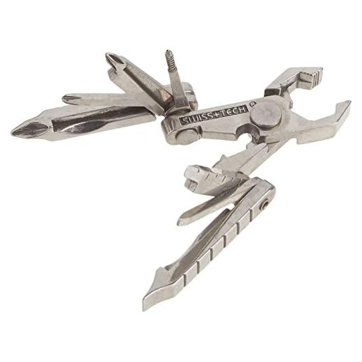 Swiss+Tech ST53100 Polished SS 19-in-1 Micro Pocket Multitool for Camping, Outdoors, Hardware
