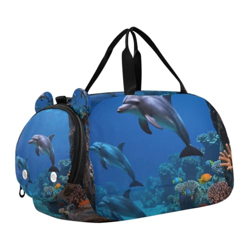 Bolsa de lona 3D para deportes, natación y fin de semana con zapatillero