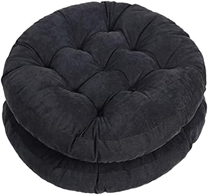 Tiita Solid Papasan Patio Seat Cushion Round Hanging Chair Cushion Home Floor Cushion 22 Inch Set of 2 Throw Pillows Indoor/Outdoor (Black, 22 x 22 x 4 Inches)