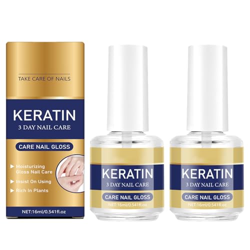 2pcs Keratin Nail Care Oil Moisturizing Treatment for Strong Glossy Nails Aloe Vera & Lavender Cuticle Oil Repairs Dry Weak Nails