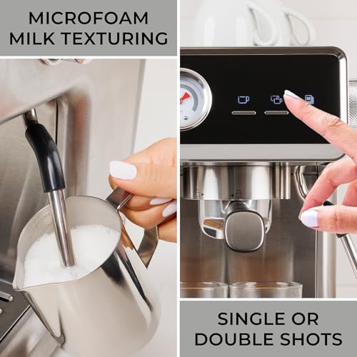Image of Koolatron Kenmore Elite Semi-Automatic Self-Handling Coffee Maker, Automatic Cleaning, Milk Steamer and Frother, Bean Mill, Barista Style Professional Cappuccino Maker,
