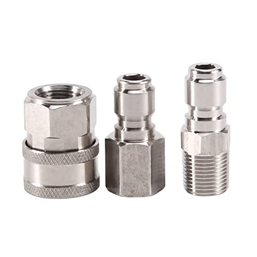 Wresetly NPT 3/8 pulgadas macho y hembra kit de conector rápido conjunto de adaptadores limpiador de alta presión y 1 unidades NPT 3/8 pulgadas limpiadores de alta presión enchufe conector