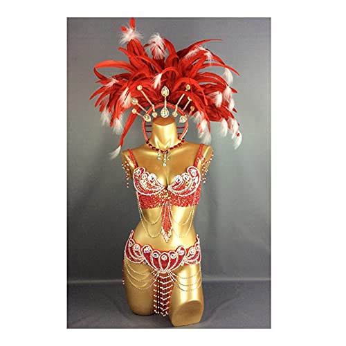 XiaoG Desfile Sexy Samba Rio Carnaval Disfraz de Pluma Tocado (Color : Rojo, Size : XL) Cover
