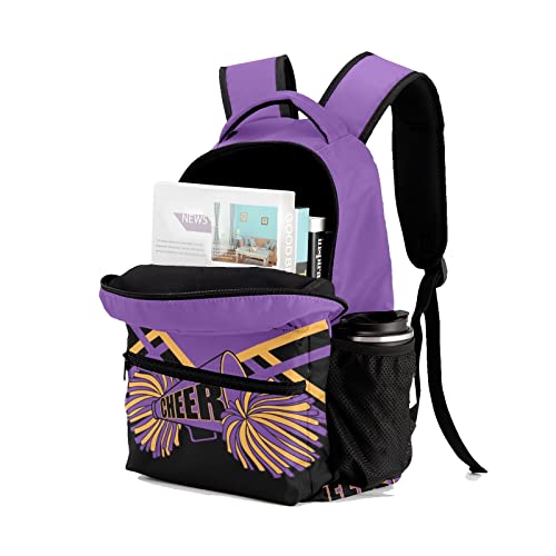 Customized Cheerleader Purple Waterproof Backpack with Name for Hiking Camping Picnic 12.2(L)x5.9(W)x16.5(H)inch4