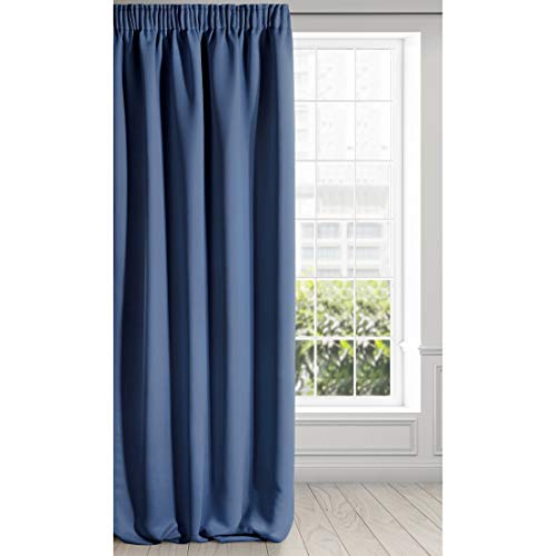 Eurofirany LOGAN Extra Long Blackout Curtain, 1 Unit Rod Pocket, Rufflette Tape