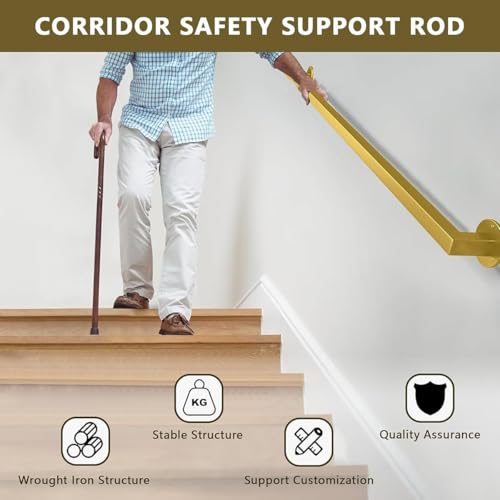 Rampe d'escalier moderne dorée pour entrée de maison et loft - 6