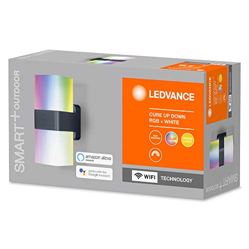 LEDVANCE Smart LEDOutdoor Luminaire for The Wall with WiFi Technology for Outside, RGB Colors Changeable, Made of Dark Gray Aluminum, Compatible with Google and Alexa Voice, Smart+ WiFi Cube UPDOWN - Image 3
