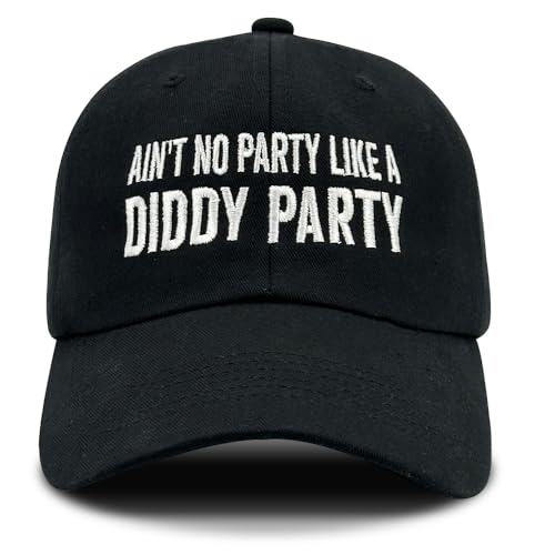 Image of Ain't No Parties Like A Diddy's Parties Baseball Cap - Custom Embroidery Hat, Black, Fashionable Gift for Dad, Outdoor Use