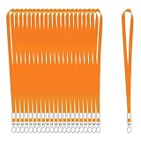 XHDA Lot de 100 Lanières Orange pour tour de Cou, Cordons pour Badge D'identité, Cordons avec Crochet Pivotant en Métal pour Porte Carte D'identité