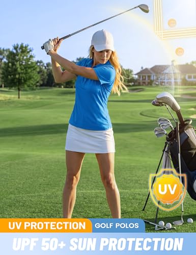 Image of TACVASEN Women's Golf Polo Shirts Short Sleeve UPF 50+ Sun Protection Golf Shirts for Women Quick Dry Collared Polos