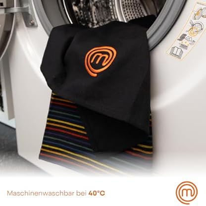 MasterChef Geschirrtücher 4er Set, Geschirrhandtücher 100% Baumwolle, Schwarz Küchenhandtücher, FastDry Towel Set, Saugfähig, mit Aufhängeschlaufen, Regenbogenstreifen – Bild 8