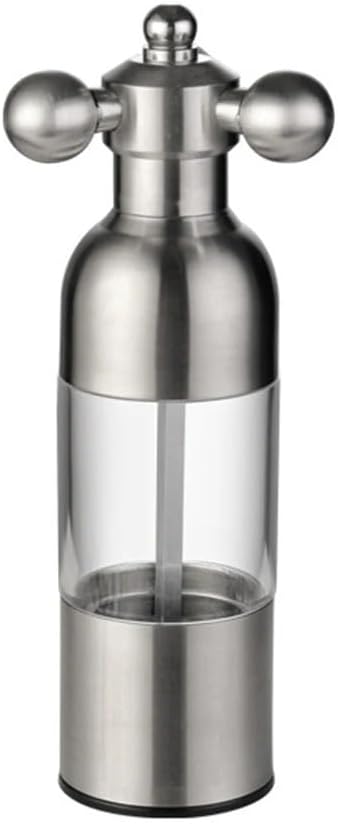 304 Stainless Steel Manual Spice Grinder with Adjustable Coarseness, Clear Body Pepper and Salt Mill for Kitchen and BBQ, Lever Handle Design(Silver)