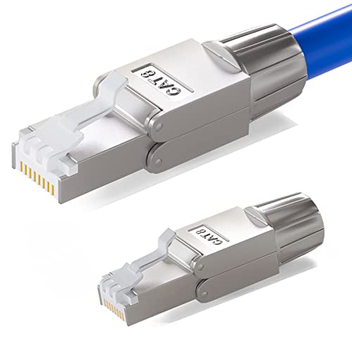 HB-DIGITAL - hb-digital 2x Connecteur Réseau RJ45 CAT 8 Sans Outil Métalliques Blindés pour Câble Ethernet 40 Gbit/s AWG 22-26 STP 50μ contacts dorés, Fiche pour LAN câble Compatible CAT6A CAT6 CAT5e