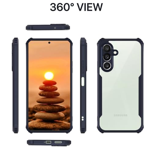 Image of Pikkme Back Cover for Samsung Galaxy M36 5G | Ultra Hyrbid | Full Camera Protection | Raised Edge | Crystal Clear Transparent Bumper Case (Blue)