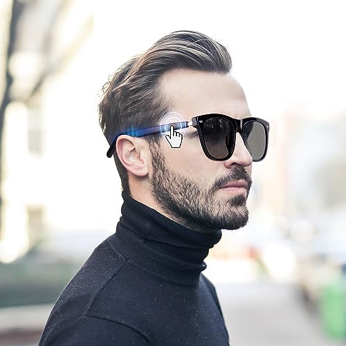 Image of Smart Sunglasses with AAC Speaker for Men Women, Remote Photo Open Ear Music Hand-Free Calling, Fit Large Faces Unisex Audio Intelligent Sunglasses, for Friends Family