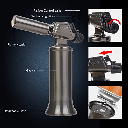 Sondiko Butane Torch, Premium Metal Big Flame Torch Refillable Blow Torch Lighter With Adjustable&Wind Resistance Flame For Cooking, Bbq, Welding Diy&Soldering(Butane Gas Not Included) #TOP1