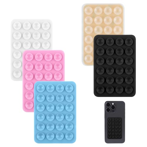 Sibba 5Pcs Silicone Suction Phone Case Mount, Non-Slip Suction Cup Phone Mount for Selfies and Videos, Hands-Free Phone Accessories Holder, Adhesive Phone Stand Sticky Phone Grip for Cell Phone