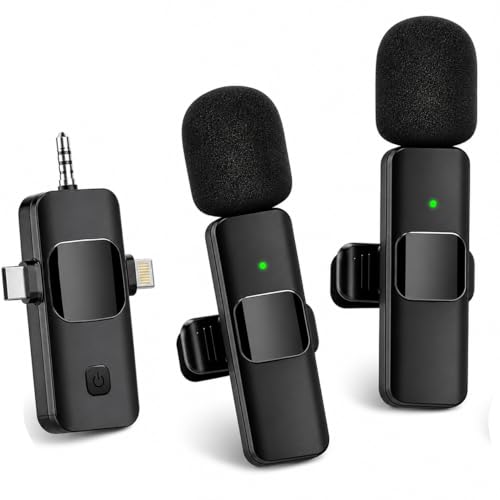Image of K-35 3in1 (New 2026) Wireless Lavalier Microphone for iPhone, Android & DSLR Cameras, Dual Collar Mic with Noise Cancellation, LED Indicator, Podcast Recording & Live Streaming