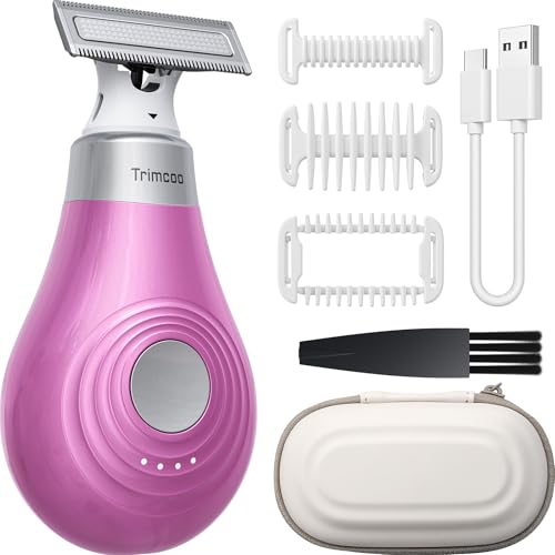 Tondeuse électrique pour le corps hommes & femmes – compacte et puissante, épilation intime indolore, étanche humide & sec, charge USB-C, rasoir bikini,rose