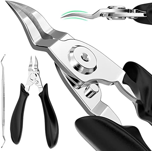 Ingrown Toenail Clippers (Upgrade), Steel Nail Clippers for Professional Podiatrist, Unique Long handle Curved Blade Tool for Thick & Ingrown Nails, Suitable for Men, Women and Elderly-XIORRY