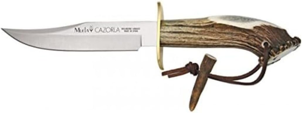 MUELA CAZ-16 Crown Stag Handle Bowie Knife with Leather Sheath