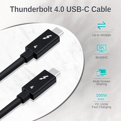 Mcbazel Thunderbolt 4 Cable 4/8K@60Hz Video Display High Speed Transfer Thunderbolt 4 3 Usb Type C Charging Cable for Mobile Phone/Macbook/ipad/Laptop/PC - 1 M - Image 2