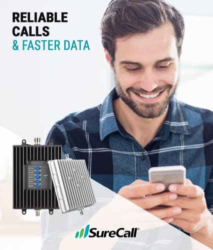 Image of SureCall Fusion4Home Max | Most Powerful 5G /4G Cell Phone Signal Booster for Home | Best-in-Class Extended Range Technology | All-Carrier Verizon AT&T T-Mobile US Cellular | FCC Certified USA Company