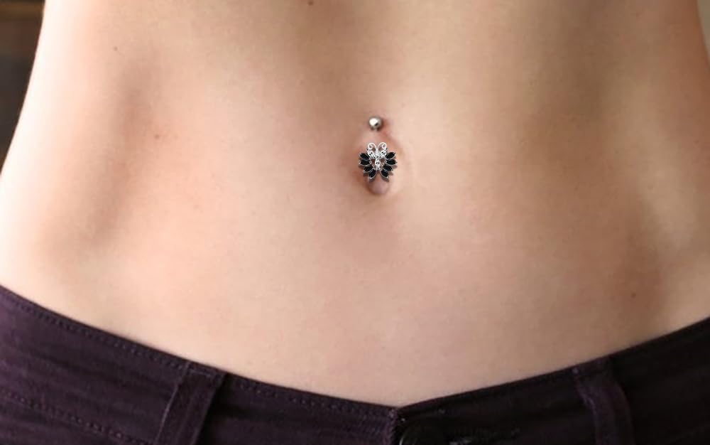 Fashion Cute Butterfly Design 925 Sterling Silver with Stainless Steel Belly Ring - Belly Button jewelry - Navel jewelry