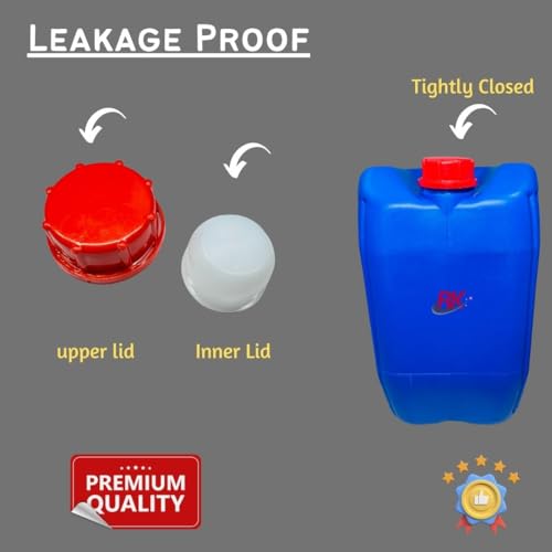 Image of RK Plastic Jerry Can - 20 Litre (Pack of 2) | Plastic Can for Water & Chemical Storage | Leak-Proof Refillable Can with Sealed Cap | Blue PVC Can for Oil, Generators, Jeeps, Marine & Outdoor Use