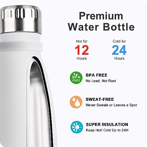 Image of 9 oz Small Stainless Steel Insulated Water Bottles for School,White
