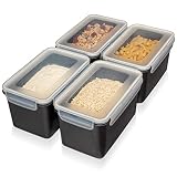 Hausfelder Vorratsdosen 4er Set mit Deckel, luftdicht hygienisch, Frischhaltedosen mit Klickverschluss, Gefrierdosen, 4 x 2 Liter (Anthrazit)