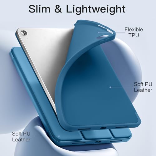 Image of Akkerds Compatible with iPad (A16) 11th Generation Case 11 Inch 2025, for iPad 10th Generation Case 10.9 Inch 2022 with Pencil Holder, Slim Trifold Stand Protective Cover with Soft TPU Back, Bluemist