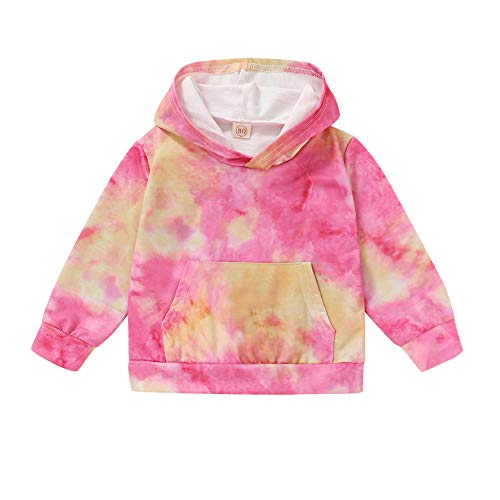 Baby Sweatshirt 1-6 Years Kids Toddler Boy Girl Long Sleeve Solid Hooded Casual Tops Pullover Fall Winter (Tie dye#2, 1-2 years)