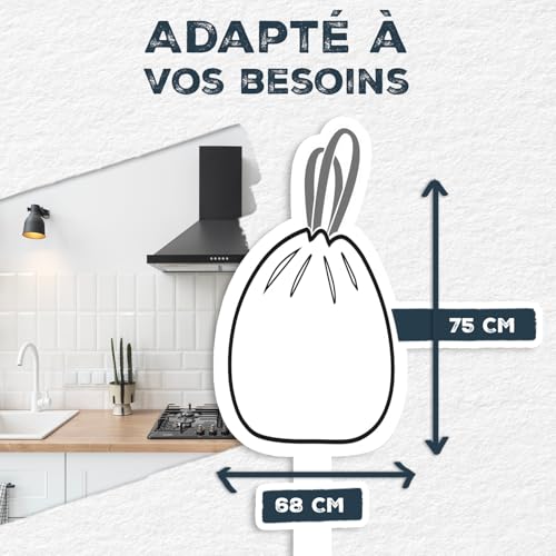 alfapac Sacs Poubelle à Lien Coulissant Ultra Résistant Tri des Emballages Recyclables Hors Verre 76% Recyclé et 15% Végétal Fabrication Française 10 x - vue 4
