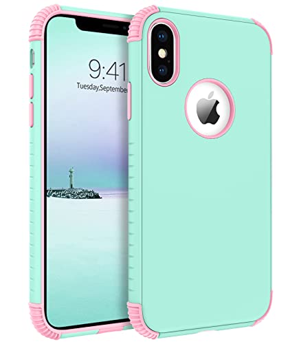 BENTOBEN for iPhone Xs Max Case, Phone Case iPhone Xs MAX, Heavy Duty 2 in 1 Full Rugged Shockproof Protection Hybrid Hard PC Bumper Drop Protective Girl Women Boy iPhone XsMax Cover, Mint Green/Pink -  XDD-C512-19-FBA