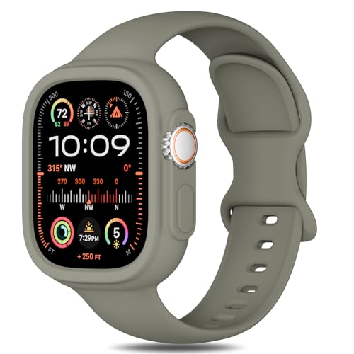 Silicone Bands Bumper Case Compatible with Apple Watch Band 38mm 40mm 41mm 42mm 44mm 45mm 46mm 49mm Women Men, Sport Strap Protective Cover Wristband for iWatch Ultra Series 11 10 9 8 SE 7 6 5 4 3 2 1
