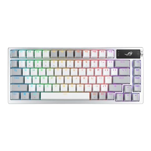 ASUS ROG Azoth 75% Wireless DIY Custom Gaming Keyboard, OLED Display, Three-Layer Dampening, Hot-Swappable ROG NX Snow Switches & Keyboard Stabilizers, PBT Keycaps, RGB-White