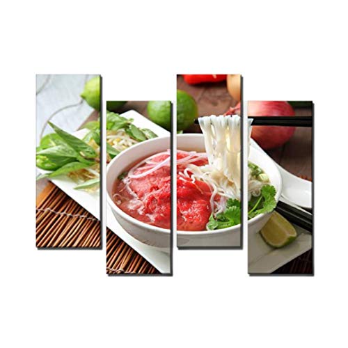 Wocatton Vietnamese Noodle pho Beef Noodle Soup Stock Pictures Royalty Free Wall Art Background Decor Pictures Print On Canvas Art Stretched and Framed Perfect Home Restaurant Decoration