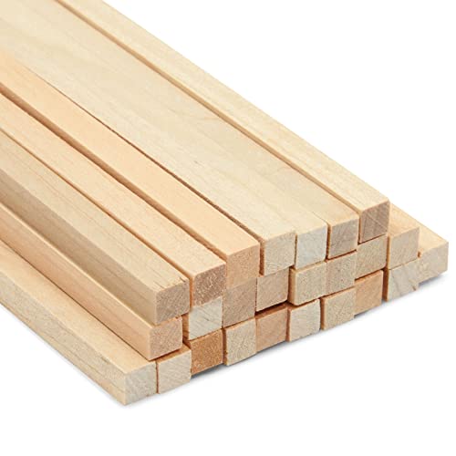 25 Pack Square Wooden Dowels For Crafting, Unfinished Hardwood Sticks For Diy Supplies (1/4 X 12 Inch) #TOP8