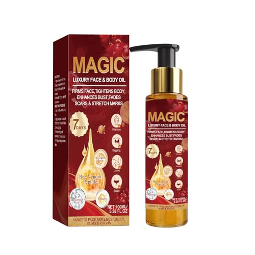 Aceite para la piel de veneno de abeja, 100 ml, hidratante, reafirmante y nutritivo con colágeno, ácido hialurónico y péptidos, para una piel elástica y lisa, cuerpo y cara