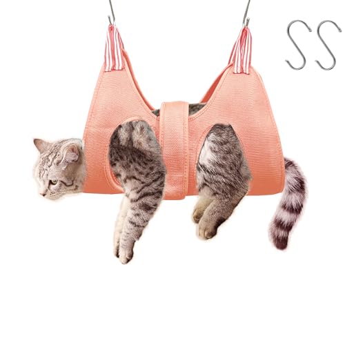 Image of Cat and Dog Grooming Hammock with Safety Belt for Nail Clipping、Grooming,Cat Bathing Bag for cat Nail Trimming,Cat Claw Care Bag, Dog Grooming Harness(S,Be Sure to Check The Size Chart)