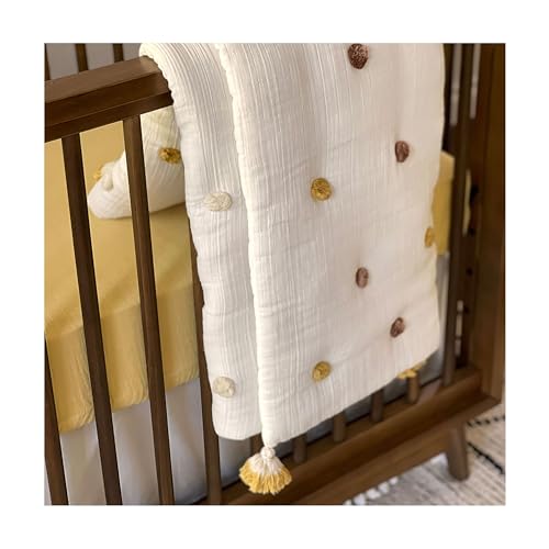 Crane Baby Soft Cotton Fitted Sheet for Cribs and Toddler Beds, Ochre Yellow, 28”w x 52”h x 9”d