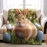 Kuscheldecke Flauschig 80 x 120 cm Kaninchen Druck Mikrofaser Weich Warm Fleecedecke Sofadecke Couchdecke Wohndecke Bettdecke Tagesdecke