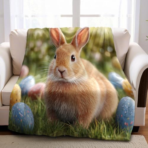 Kuscheldecke Flauschig 80 x 120 cm Kaninchen Druck Mikrofaser Weich Warm Fleecedecke Sofadecke Couchdecke Wohndecke Bettdecke Tagesdecke