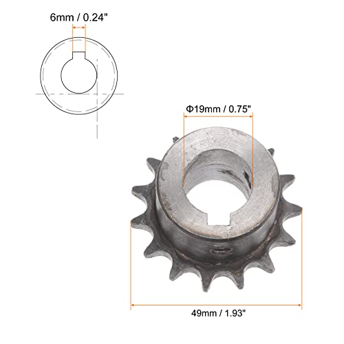 sourcing map 06B Rollenkettenrad 15T Teilung 3/8 19mm Bohrung A3 Kohlenstoffstahl