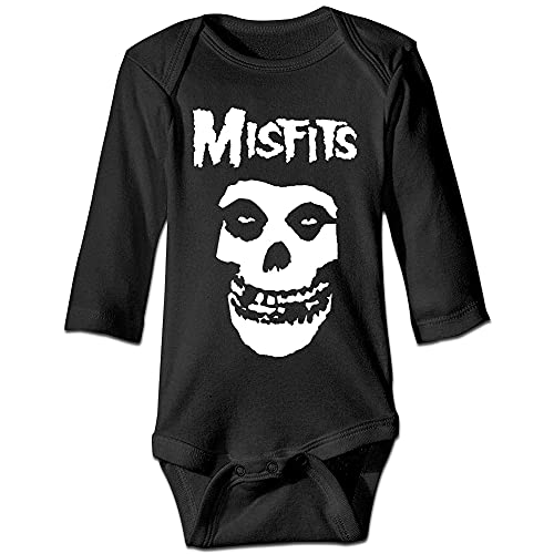 Image of DOQOSESHY Cute Misfits Baby Climbing 0-24 Months Bodysuit Unisex Breathable Toddler Rompers Long Sleeve-Black